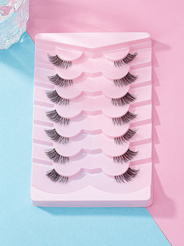 7pairs Natural Soft & Thick Transparent Stem False Eyelashes To Extend Eye Endings