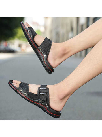 Summer fashion trend comfortable all-match buckle open toe flip flops