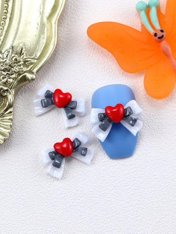 Elevate Your Style With 10 pieces, nail resin jewelry, love bow DIY manual decoration
