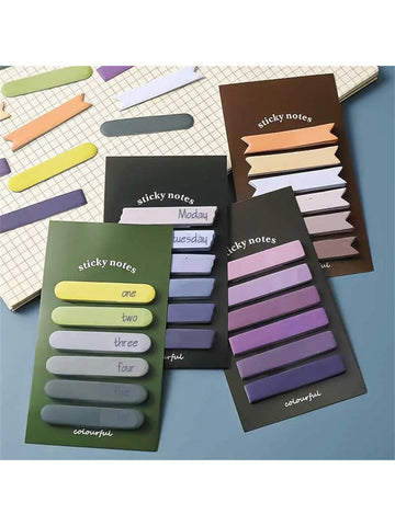 1pack/4packs Simple Style Gradually Changing Color Sticky Note 4 Different Shapes Self-stick Notebook Reminder For School & Office