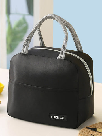 Multifunctional Solid Color Twill Lunch Bag Handheld Insulated Bag For Bento Box, Meal, And Picnic