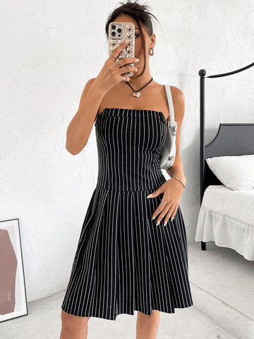 Striped Print Tube Dress