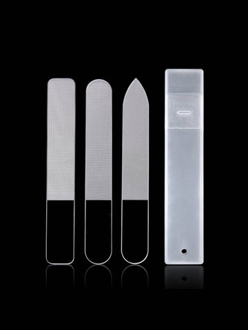 3Pcs White Transparent Glass Nail File Set For Grinding And Polishing Nails Emery Board Nail Sanding Block File For Home Salon