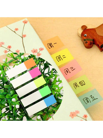 100pcs Five Color Fluorescent Film Sticky Notes For Indicating Classifying & Addressing & Memo, Home Office School Supplies, Random Colors