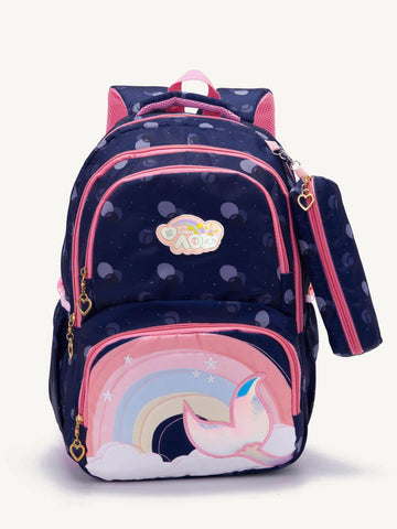 Kids Cloud Patch Decor Large Capacity Backpack