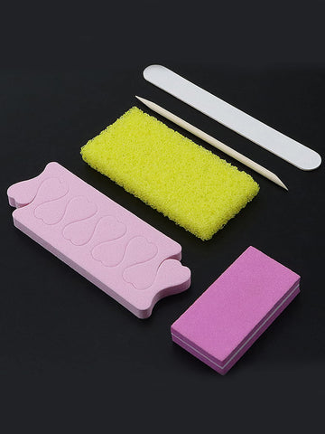 5pcs/set Mini Nail File Buffer Pedicure Manicure Pumice Disposable Kit Professional Spa Salon Supply
