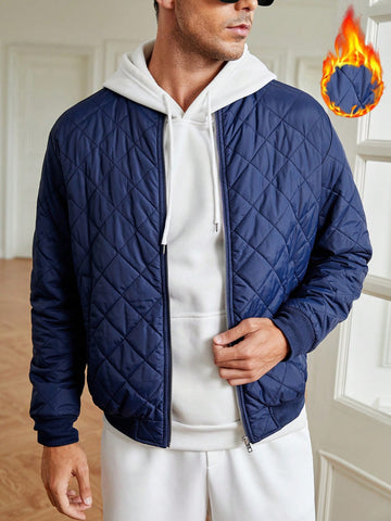 Men's Ultra Oversize Quilted Zip Up Coat