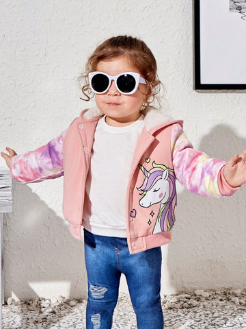 Baby Girl Unicorn Print Hooded Jacket