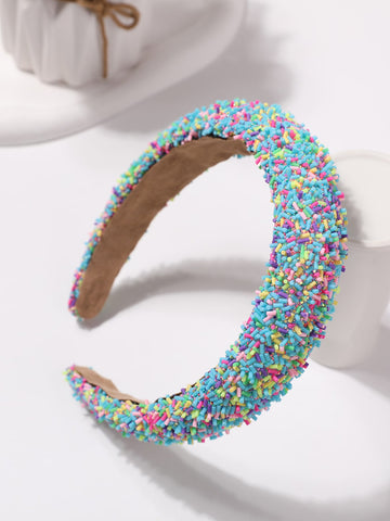 1pc Girl's Fashionable Ice Cream & Cake Color Matching Wide Headband For Middle & Big Kids