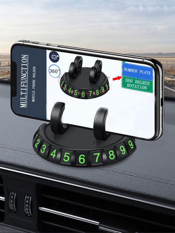 1pc Glow In The Dark Number Pattern Multifunction Car Dashboard Phone Holder