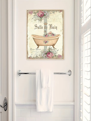 1 Pc Retro Floral Bathtub Wall Poster Bathroom Decoration Canvas Print Bathroom Slogan Signs 3 Sizes No Frame
