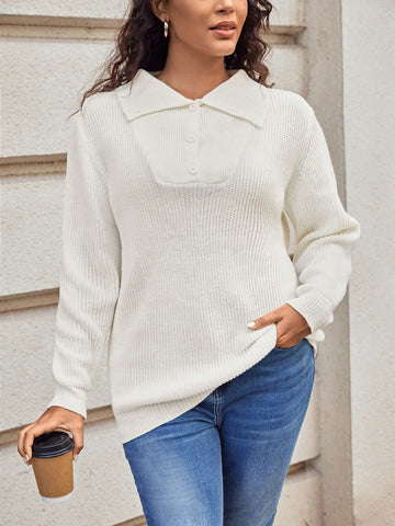 Plus Polo Neck Ribbed Knit Sweater