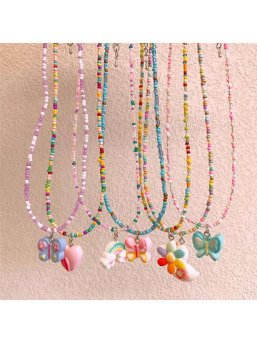 1pc Children's Adorable Resin Animal Butterfly Pendant Necklace For Girls, Summer/ Travel/ Daily Wear/ Back-to-school Season