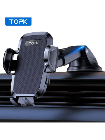 TOPK Phone Stand Holder For Car Mount Automobile Cell Phone Holder Car Mount For IPhone Universal Dashboard Mount Fit For All Smartphones