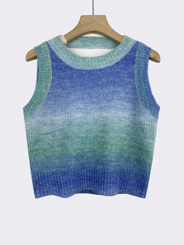 Ombre Round Neck Knit Top