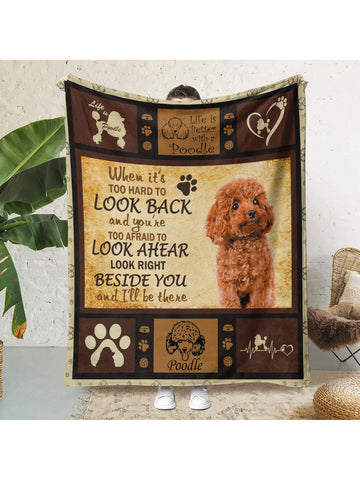 1pc Dog Printed Blanket, Gift Blanket, Office Blanket, Casual Camping Blanket, Suitable For All Seasons