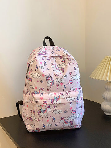 1pc Cartoon Unicorn Pattern College Style Backpack
