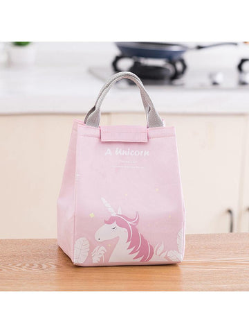 1pc Pink Unicorn Thickened Thermal Insulated Lunch Box Bag Portable Food Container Tote Bag Large Capacity Thermal Insulation Lunch Bag