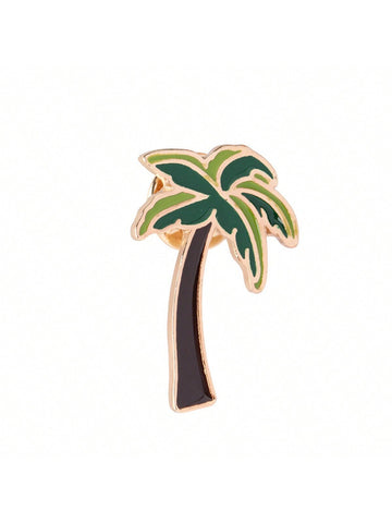 Cartoon Brooch Set Of Palm Tree, Flamingo, Ice Cream Cone & Popsicle, Enamel Pin Badge For Fun