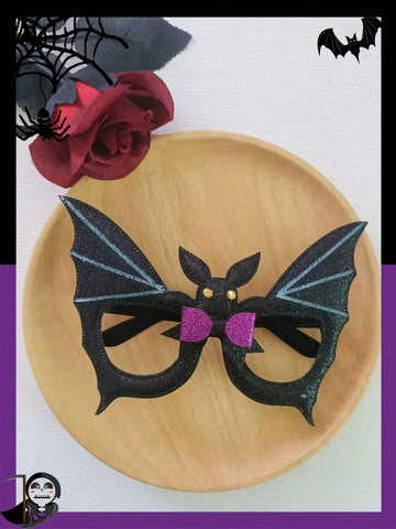1pair Funny Festival Black Glasses Decorated With Bats Detail, Halloween Women's Costume Glasses