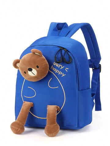 Blue Cute Cartoon Bear Decor Kids' Backpack Baby Shoulder Bag