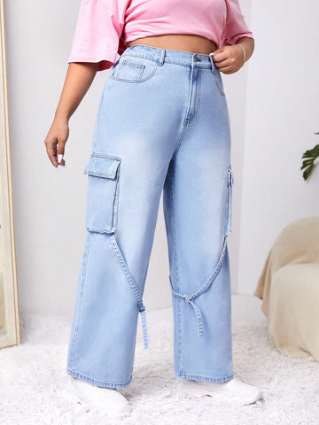 Plus Flap Pocket Side Cargo Jeans
