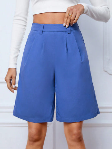 High Waist Fold Pleated Shorts
