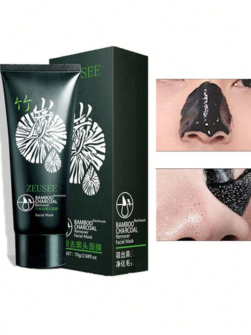 1pc Bamboo Charcoal Blackhead Peel Off Mask & 1pc Pore Cleansing Mask For T-zone & Blackhead Removal