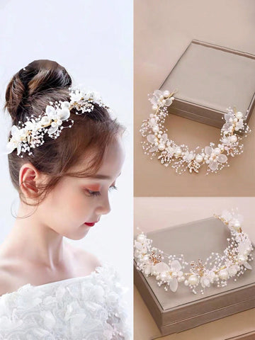 1pc Simple & Elegant Korean Style Pearl & Shell Hairband For Teen Girls