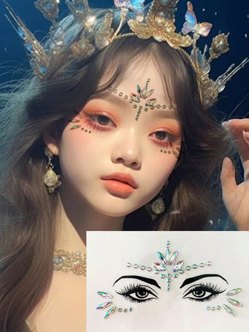 (1 Sheet) Waterproof & Long-lasting Rhinestone Decorated Temporary Tattoo Sticker For Face And Body, Sexy And Realistic Design