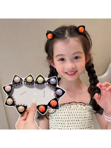 1bag(2pcs) Baby Girls' Small Claw Clips With Cat Ears Design, Suitable For Clipping Fringes And Baby Hair, Non-slip, Korean Style Hair Accessories