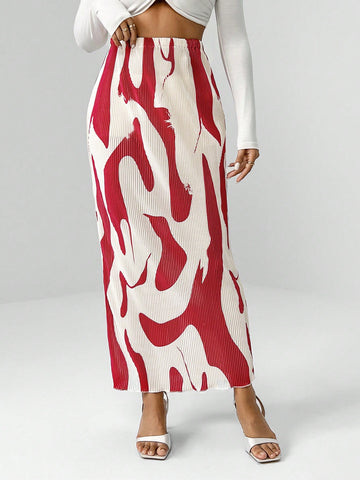 Allover Print Elastic Waist Skirt