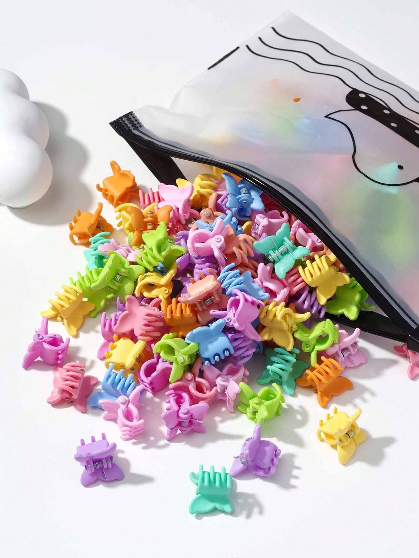 30pcs Girls Random Color Mini Plastic Hair Claw