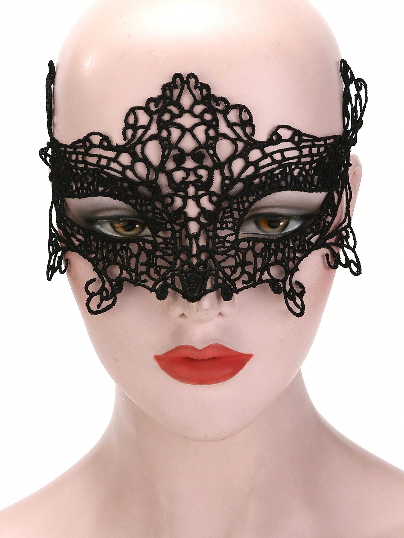 1pc Black Elegant Lace Mask For Women's Makeup, Masquerade & Ballroom Dance Party, Suitable For Festival & Daily Use