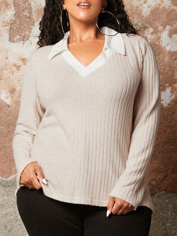 Plus Ribbed Knit Tee