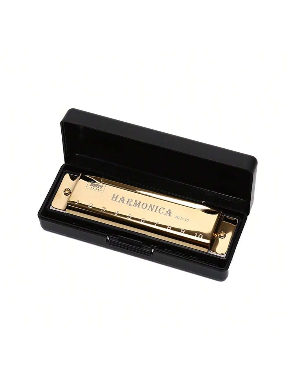1pc Golden 10 Holes Harmonica, Copper 10 Holes Blues Harmonica For Students, Kids, Early Education Music Instrument Toy
