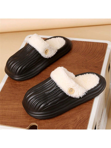 Winter Warmth Ladies Indoor Waterproof Slippers 2023 Autumn And Winter New Model Postpartum Family Couples Non-slip Home Shoes