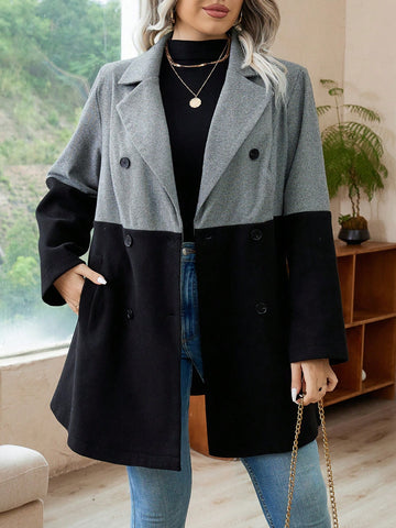 Plus Two Tone Double Breasted Overcoat