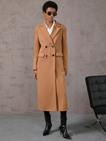 Lapel Neck Double Breasted Overcoat