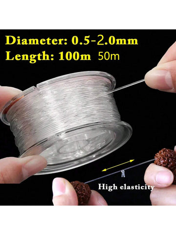 1PC 100m/50m Strong Elastic Crystal Beading Thread Cord Jewelry Making Necklace Bracelet DIY Beads String Stretchable Thickness 0.5mm,0.7mm,1mm,1.2mm,1.5mm