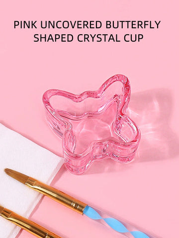 1pc Multifunctional Mini Butterfly Shaped Crystal Cup For Brush Washing, Color Mixing