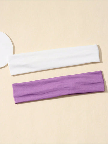 2pcs Women's Polyester Sweat-absorbent Elastic Headband Suitable For Sports