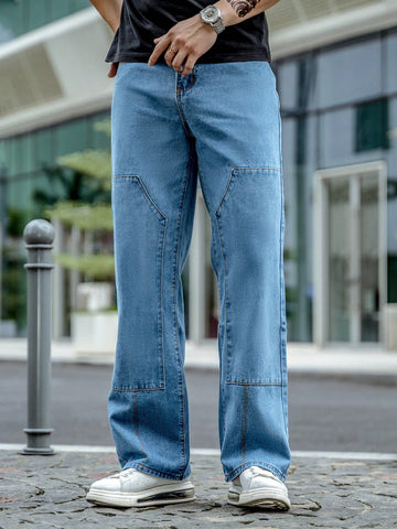 Loose-Fit Men's Slant Pocket Straight Leg Jeans