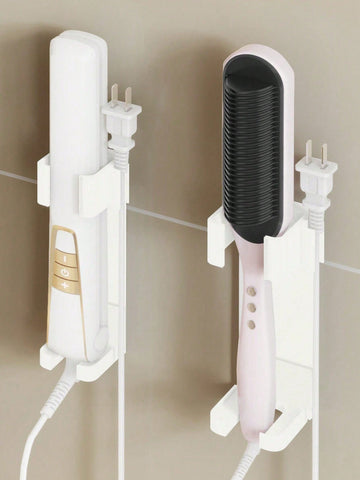 1pc Hair Comb & Accessories Organizer Rack, Straightener & Curling Iron Holder Stand, No Drilling Needed, White