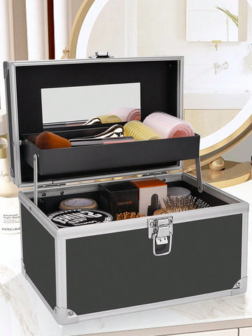 1Pc Cosmetic Storage Box, Women'S Skincare Makeup Tools Portable Organizer Box/Case, Dustproof & Waterproof With Locks And Dividers Black Friday,Makeup Bag Makeup Pouch Skincare Bag Toiletry Bag Packing Cubes,Travel Essentials Cruise Essentials Dorm Essen