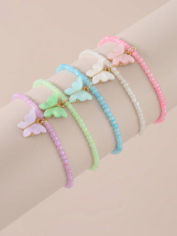 5pcs/set Children's Beaded Butterfly Bracelet