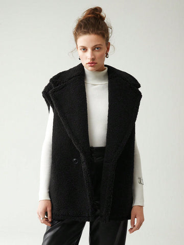 Coat With Hidden Pockets And Two Buttons, Without Sweater