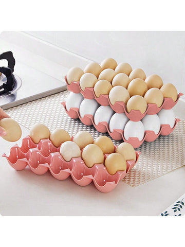 1pc Stackable Egg Storage Box With 15 Compartments, Anti-breakage Egg Crate For Fridge