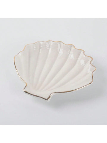 Ceramic Shell Jewelry Dish Jewelry Plate Ceramic Serving Tray Seashell Dinner Plate Jewelry Ring Dish Storage Tray, Gift For Valentine's Day