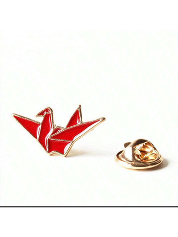 1pc Lovely Couple's Origami Crane Shaped Brooch Pin Badge For Lapel Collar